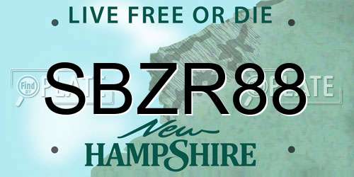 SBZR88 New Hampshire License Plate