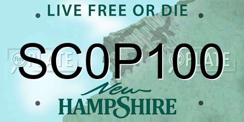 SC0P100 New Hampshire License Plate