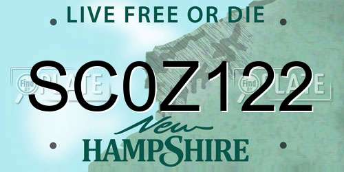 SC0Z122 New Hampshire License Plate