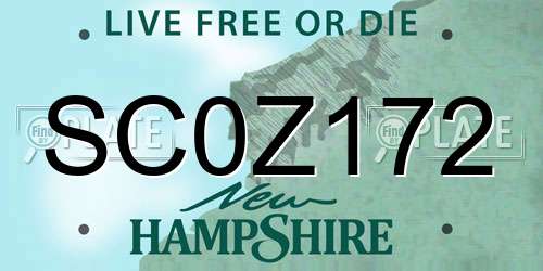 SC0Z172 New Hampshire License Plate