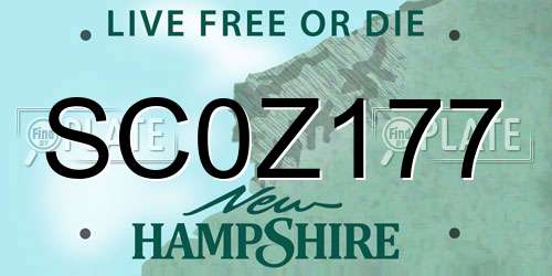 SC0Z177 New Hampshire License Plate