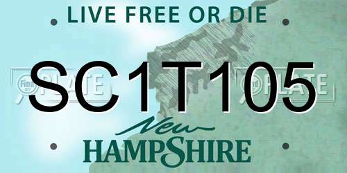SC1T105 New Hampshire License Plate