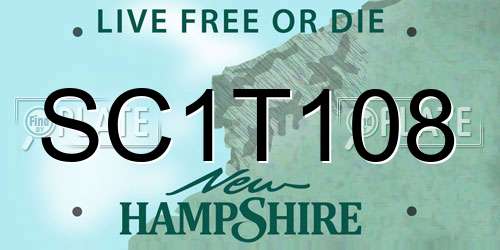 SC1T108 New Hampshire License Plate