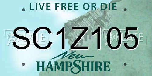 SC1Z105 New Hampshire License Plate