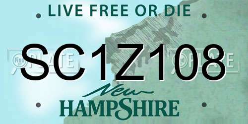 SC1Z108 New Hampshire License Plate
