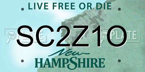 SC2Z1O New Hampshire License Plate