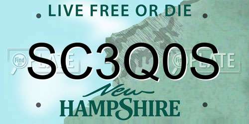 SC3Q0S New Hampshire License Plate