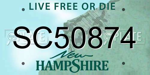SC50874 New Hampshire License Plate