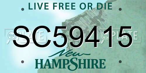 SC59415 New Hampshire License Plate