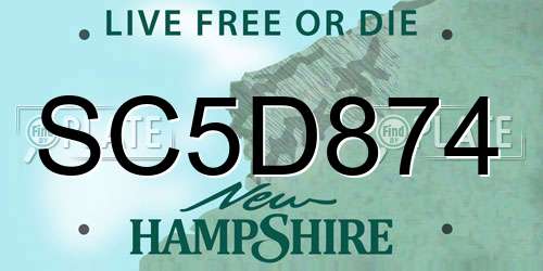 SC5D874 New Hampshire License Plate
