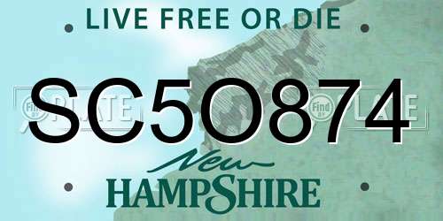 SC5O874 New Hampshire License Plate