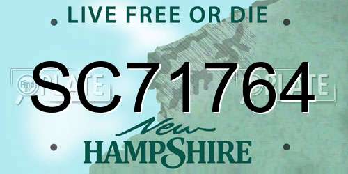 SC71764 New Hampshire License Plate