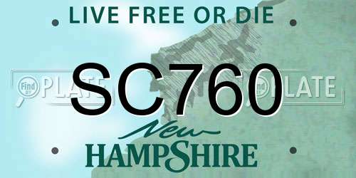 SC760 New Hampshire License Plate