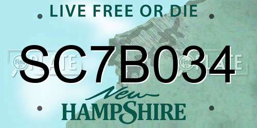 SC7B034 New Hampshire License Plate