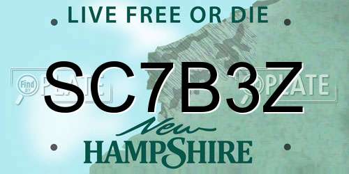 SC7B3Z New Hampshire License Plate