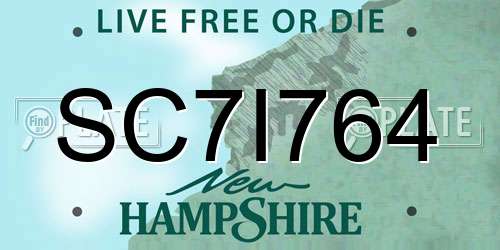 SC7I764 New Hampshire License Plate
