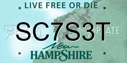 SC7S3T New Hampshire License Plate