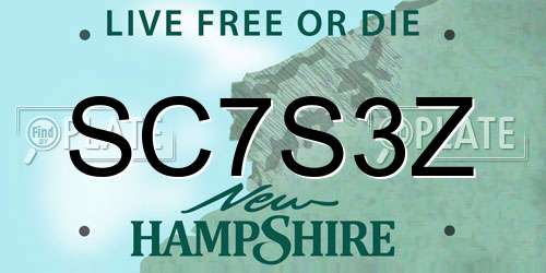 SC7S3Z New Hampshire License Plate