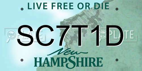 SC7T1D New Hampshire License Plate