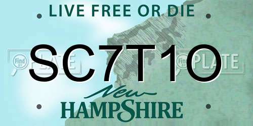 SC7T1O New Hampshire License Plate