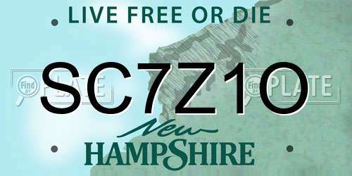 SC7Z1O New Hampshire License Plate