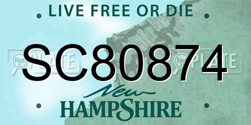 SC80874 New Hampshire License Plate