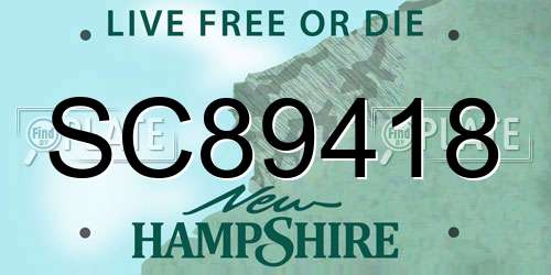 SC89418 New Hampshire License Plate