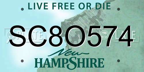 SC8O574 New Hampshire License Plate