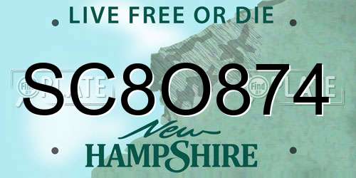 SC8O874 New Hampshire License Plate