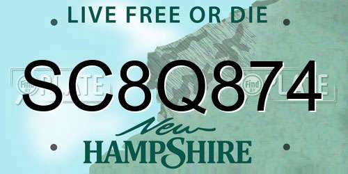 SC8Q874 New Hampshire License Plate