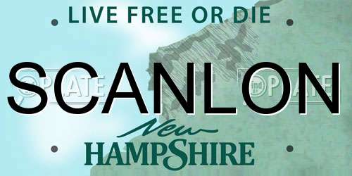 SCANLON New Hampshire License Plate