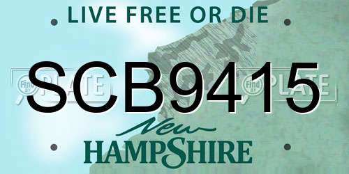 SCB9415 New Hampshire License Plate