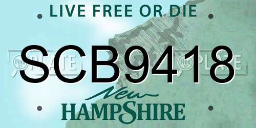 SCB9418 New Hampshire License Plate