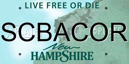SCBACOR New Hampshire License Plate