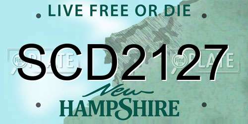 SCD2127 New Hampshire License Plate