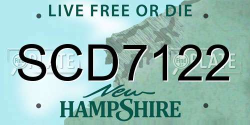 SCD7122 New Hampshire License Plate