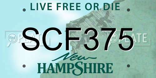 SCF375 New Hampshire License Plate