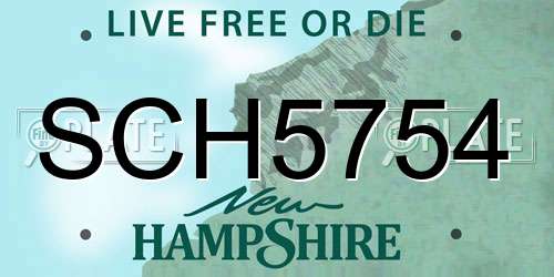 SCH5754 New Hampshire License Plate