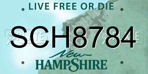 SCH8784 New Hampshire License Plate