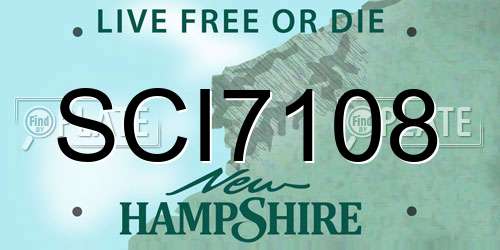 SCI7108 New Hampshire License Plate