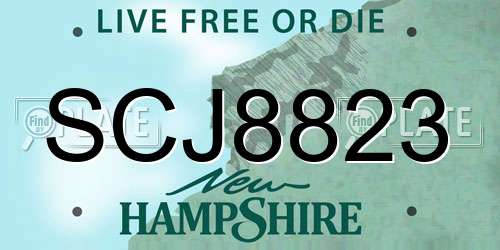 SCJ8823 New Hampshire License Plate
