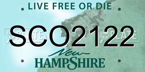 SCO2122 New Hampshire License Plate