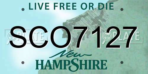 SCO7127 New Hampshire License Plate
