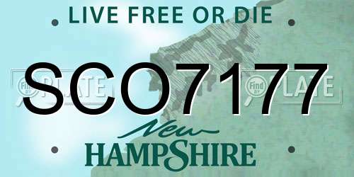 SCO7177 New Hampshire License Plate