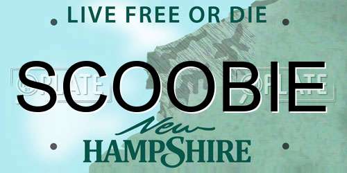 SCOOBIE New Hampshire License Plate