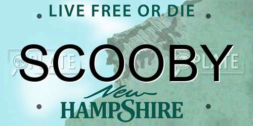 SCOOBY New Hampshire License Plate