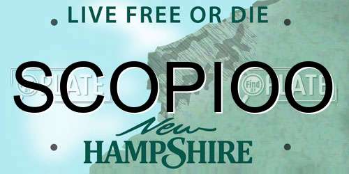 SCOPIOO New Hampshire License Plate