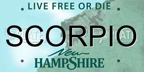 SCORPIO New Hampshire License Plate