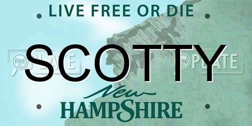 SCOTTY New Hampshire License Plate