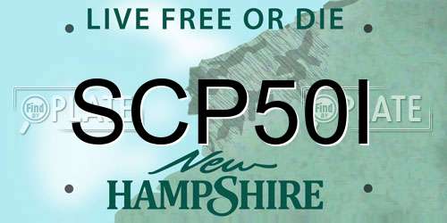 SCP50I New Hampshire License Plate